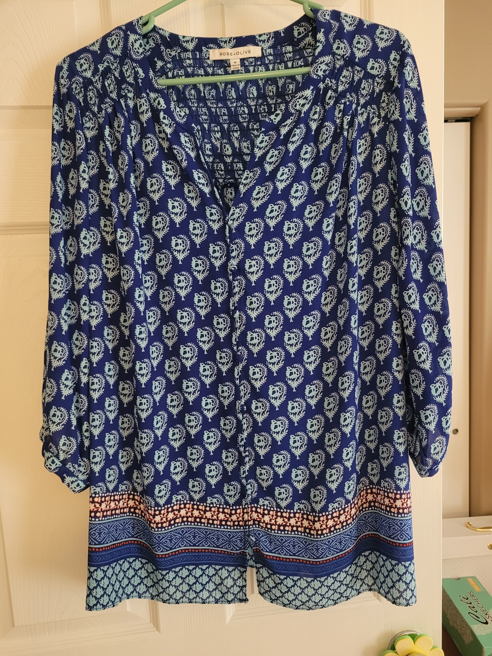 Rose & Olive Navy and Light Blue Printed Tunic with Border